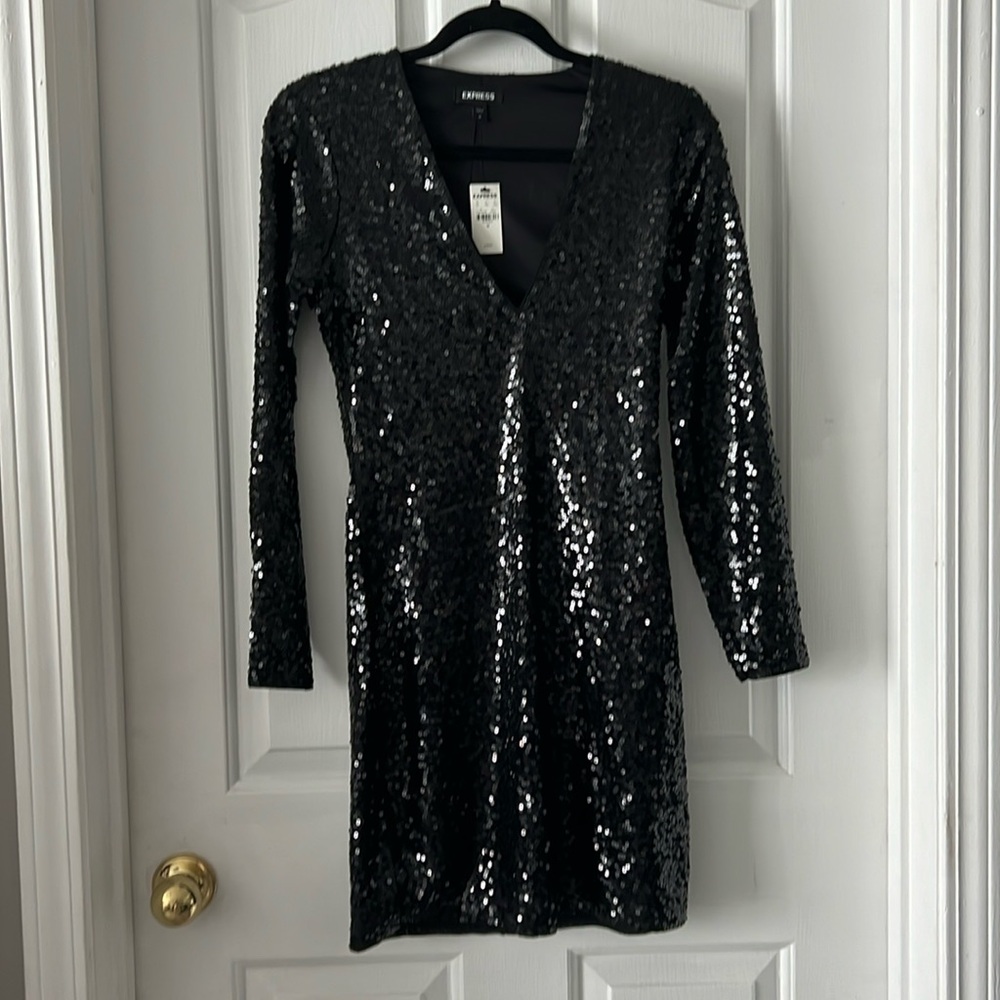 Express Black Sequin Dress